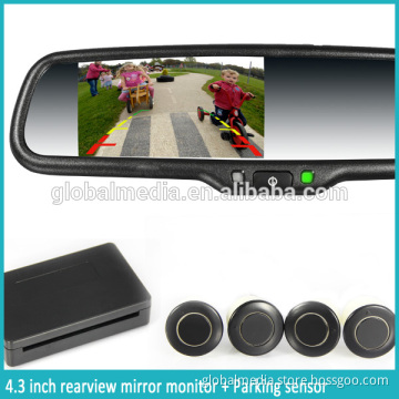GERMID 4.3 inch rear view mirror monitor with parking sensors and auto brightness LCD rear view camera